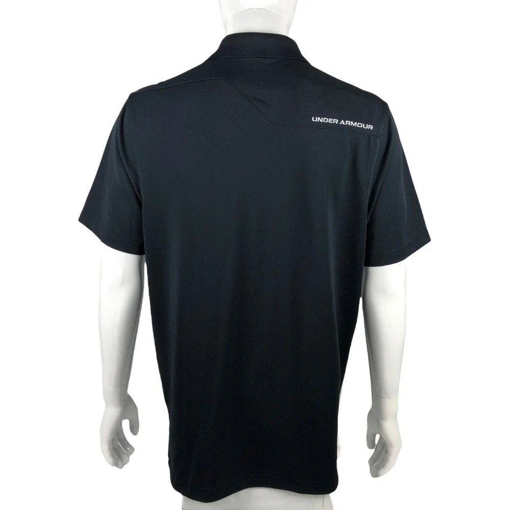Under Armour Mens Large Polo Shirt Golf Black Short Sleeve Stretch NWT $59.99